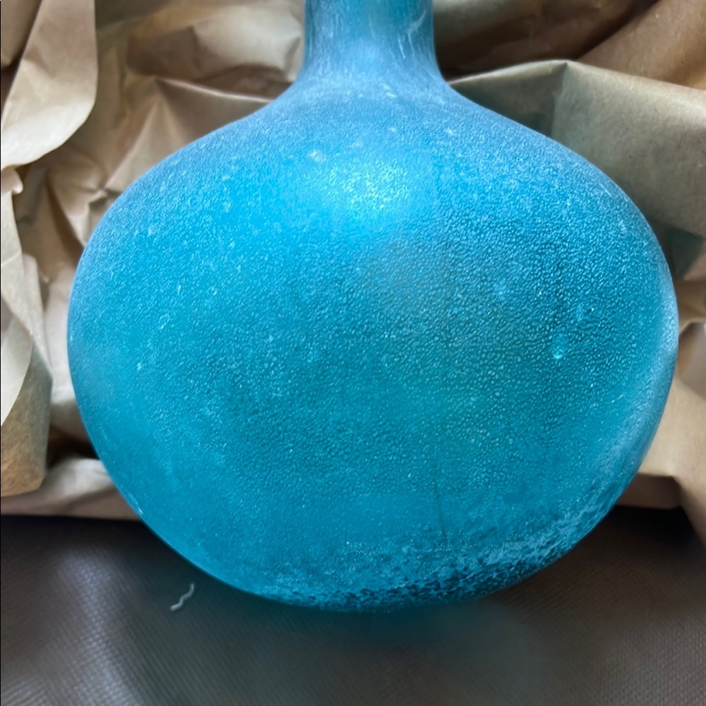 West Elm Blue Glass Vase - Picture 3 of 4